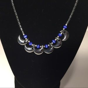 Moon with blue Beads necklace